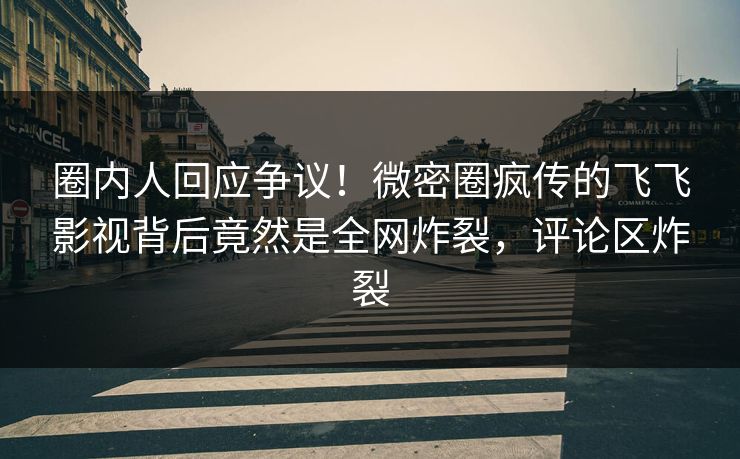 圈内人回应争议！微密圈疯传的飞飞影视背后竟然是全网炸裂，评论区炸裂