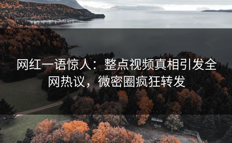 网红一语惊人：整点视频真相引发全网热议，微密圈疯狂转发