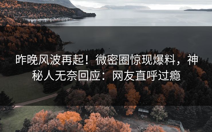 昨晚风波再起！微密圈惊现爆料，神秘人无奈回应：网友直呼过瘾