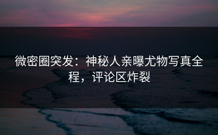 微密圈突发：神秘人亲曝尤物写真全程，评论区炸裂