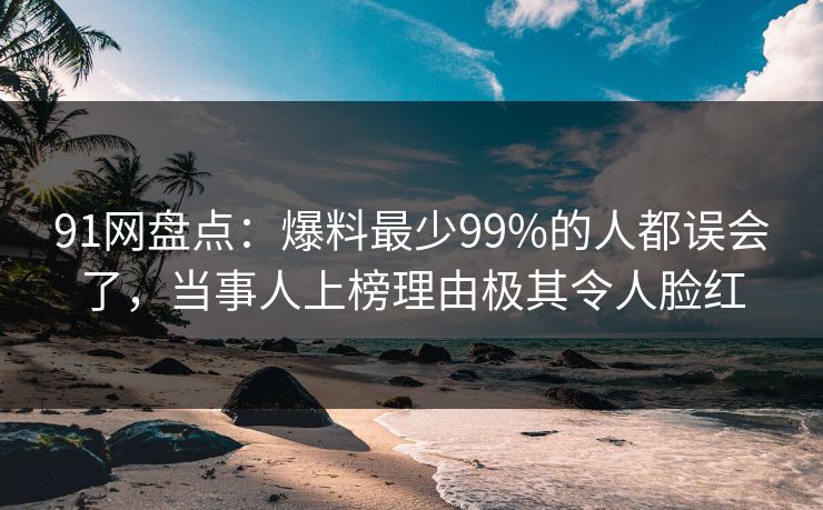 91网盘点：爆料最少99%的人都误会了，当事人上榜理由极其令人脸红